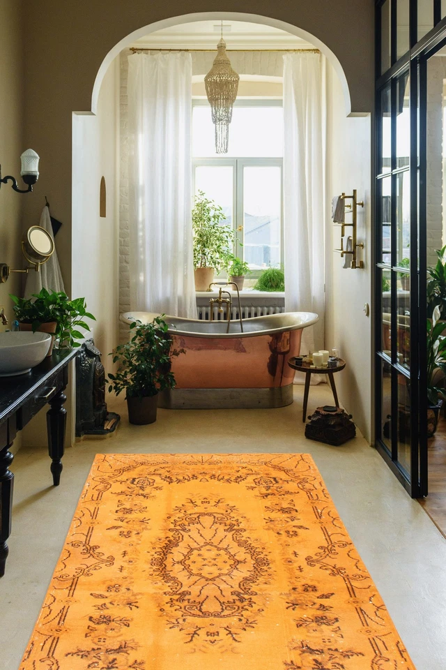 3'10" x 6'11" Traditional Vintage Hand Knotted Area Rug Oriental Wool Carpet - Image 2 of 4