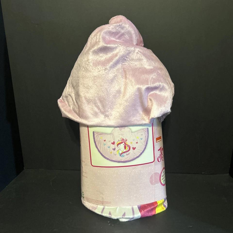 JoJo Siwa 紫色依偎包裹式开普柔软连帽可穿戴毯 31"x55" 儿童全新带标签 — 第 2/2 张图片
