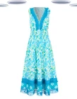 Ex Joe Browns Clear Waters Floral Tassel Trim Shirred Waist Maxi Dress Blue £75