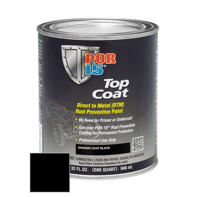  POR-15 INC 45904 Top Coat DTM Paint, 1 qt Can, Chassis Black, Liquid, 30 to 60 