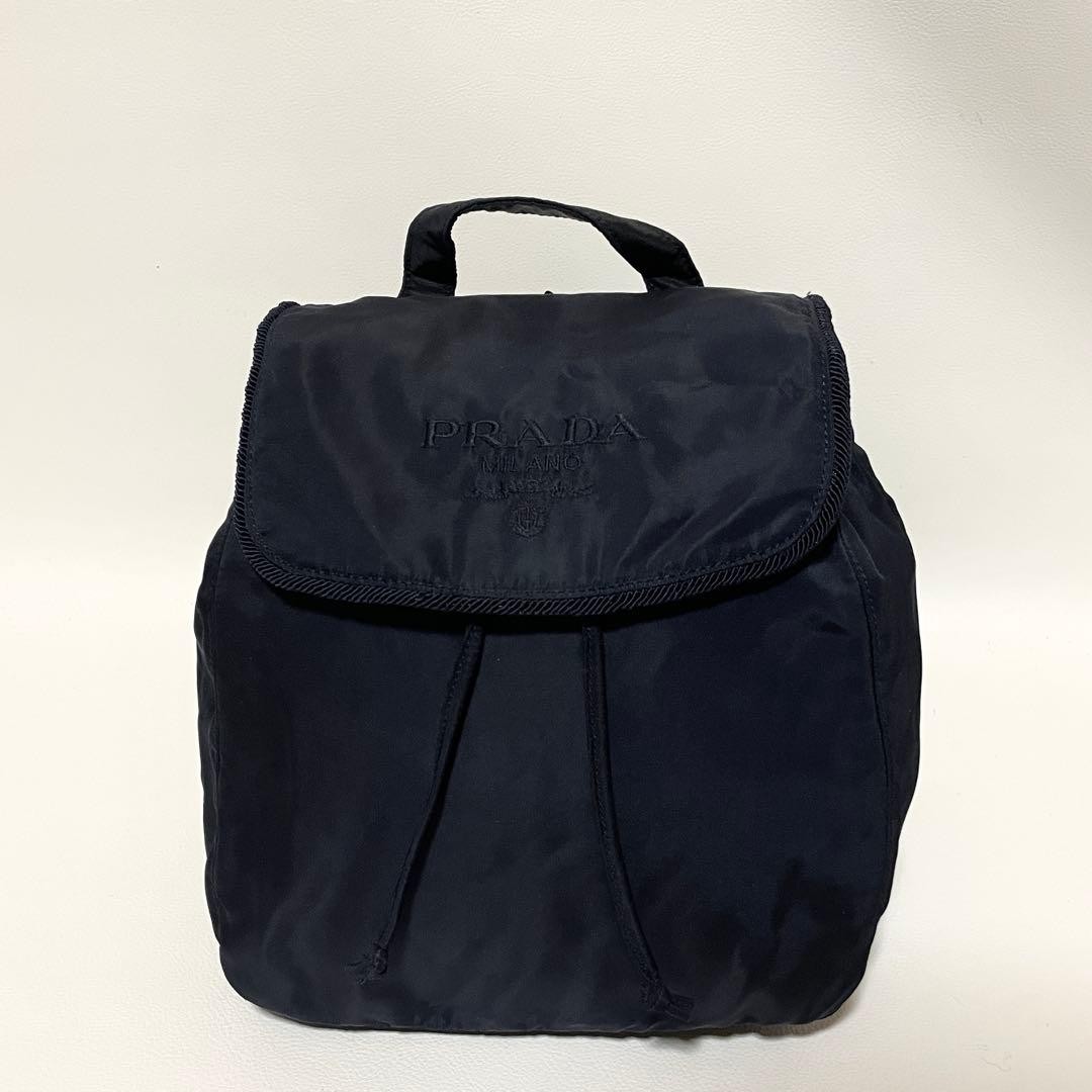 PRADA Nylon Backpack Navy Embroidered Women’s Authentic Bag thumbnail 2