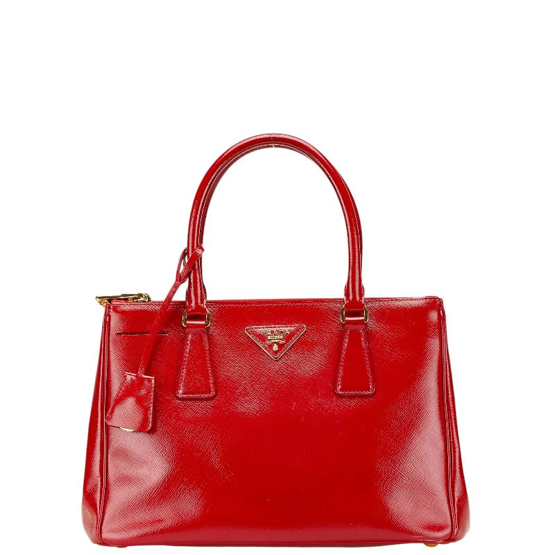 Prada Triangle Logo Plate Handbag Red Patent Vernis Leather | eBay