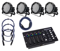 Pa Licht Anlage 4X Led Scheinwerfer Dmx Controller Kabel Lichteffekt Komplettset