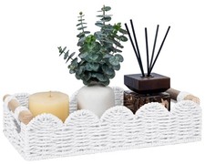 Bathroom Basket Organizer w/Cut Out Handle, Back of Toilet Paper Storage Bask...