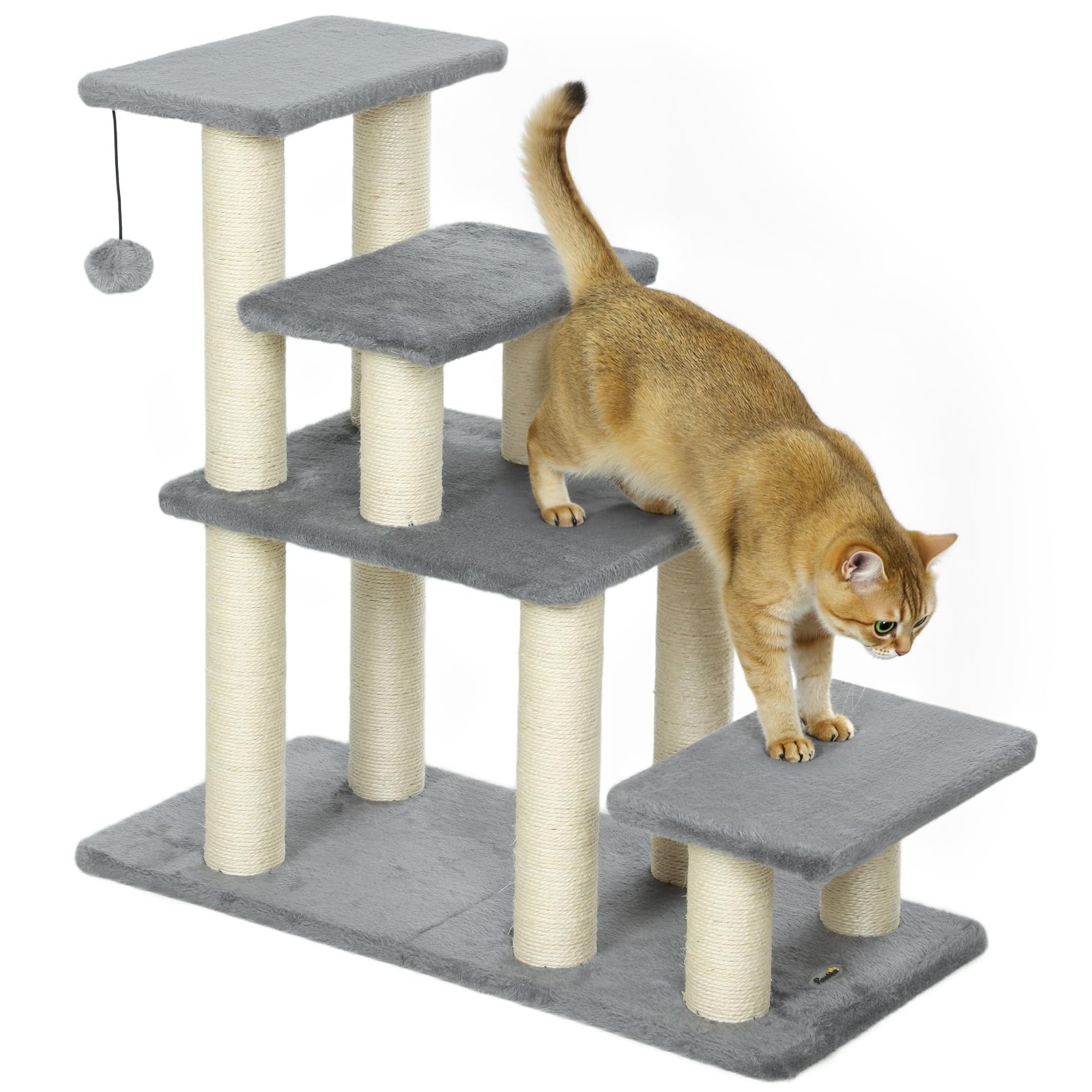 Escalier pour chat et chien réglable en bois beige à 3 ou 4 marches réglables