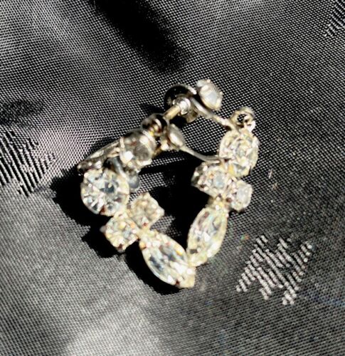 vintage silver rhinestone earrings - image 1