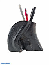 Handcrafted Unique Wooden Pencil Pen Holder Dark Wood