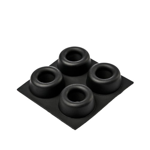 4x Round Adhesive Bumper Rubber Foot Furniture Pad Recessed Black Feet