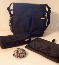 Skiphop Pottery Barn Kids Black Diaper Bag Adjustable Strap With Accessories