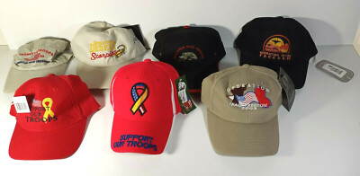 NOS Lot of 7 Operation Iraqi Freedem Support Our Troops Baseball Caps Hat w Tags