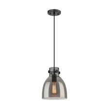 Innovations Newton Bell 1 Lt 8" Cord Pendant, BK/P Smoke - 410-1PS-BK-G412-8SM