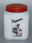 Vintage TIPP USA Milk Glass Pepper Shaker Woman Watering Flowers  3" tall