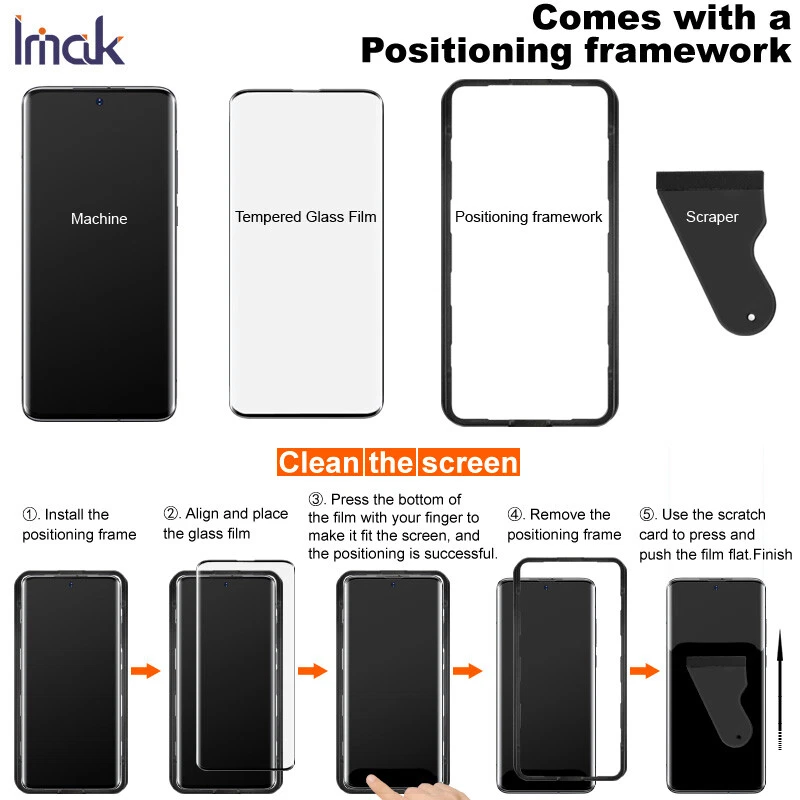 Protector de pantalla de vidrio curvo 3D pegamento completo imak para Samsung Galaxy Note20 Ultra Foto 4 de 4