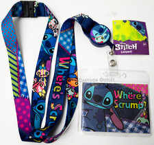Disney Lilo  Stitch Pin Lanyard ID Badge Holder Keychain Retractable Scrump New