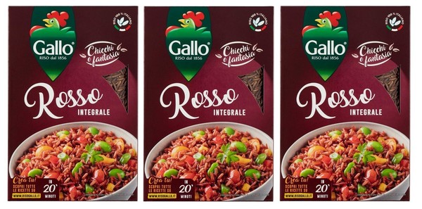 3X Riso Gallo Riso Rosso Integrale,Vollkorn Roter Reis,Italienischer Reis 500G-image