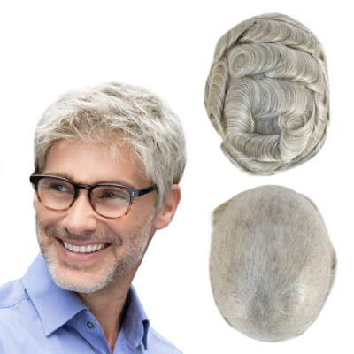 Mens Toupee Invisible 03mm Ultra Thin Skin Human Hair Replacement Hairpiece #580