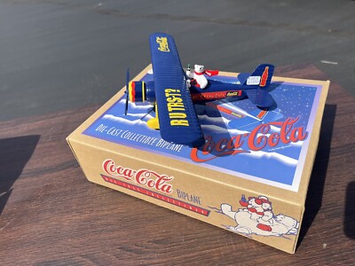 Vintage Coca-Cola Die-Cast Bi-Plane Bank #F601   NIB with Polar Bear