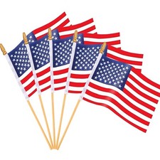 Augshy 65 Packs Small American Flags on Stick, Mini American Flags 4x6 Inch H...