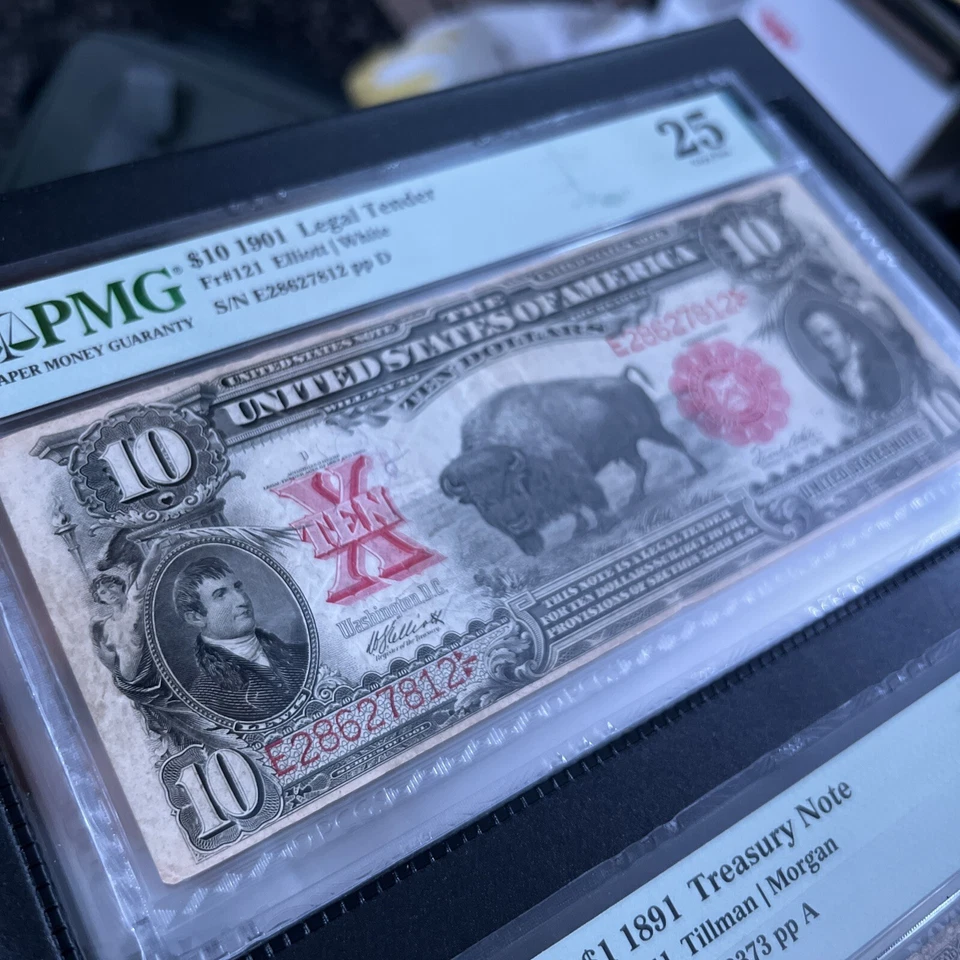 1901 $10 Legal tender Fr#121 PMG-25 Buffalo Note  - Image 4 of 4