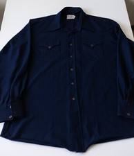 H BAR C Shirt Mens 17-35 Blue Pearl Snap Long Sleeve Ranchwear Long Tail Western