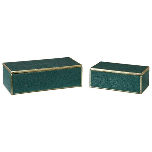 Uttermost Karis 2-Piece Transitional Polyresin Box Set in Emerald Green/Gold - Picture 1 of 5