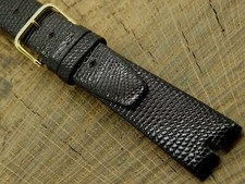 Hadley-Roma 20mm Watch Band Black Java Lizard w Gold Tone Buckle NOS Unused