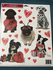 Valentine's Day Window Clings CUTE DOGS PUG, LAB, TERRIER