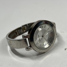 Nine West 9W NW/1631 Wrist Watch Silver Tone Metal Bangle NEEDS WORK