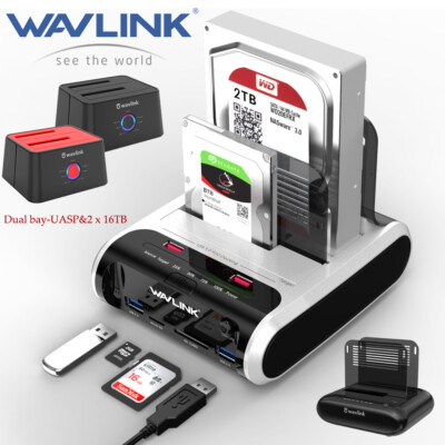 Wavlink External Hard Drive SSD HDD Enclosure Reader Clone to SATA  16TB