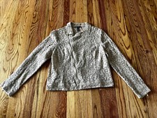 Chico's Black Label Lace Zip Jacket Sand / Taupe Size 2 / US Large
