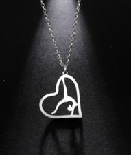 Silver Gymnastics Girl Heart Necklace, Great Gifts - Dancer, Dancing Rhythmic