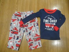 NEW CARTERS BOYS PAJAMA SET FIRE CHIEF SNUG FIT TOP FLEECE BOTTOM 12M, 18M