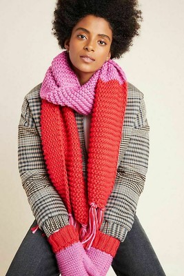 pink and red scarf