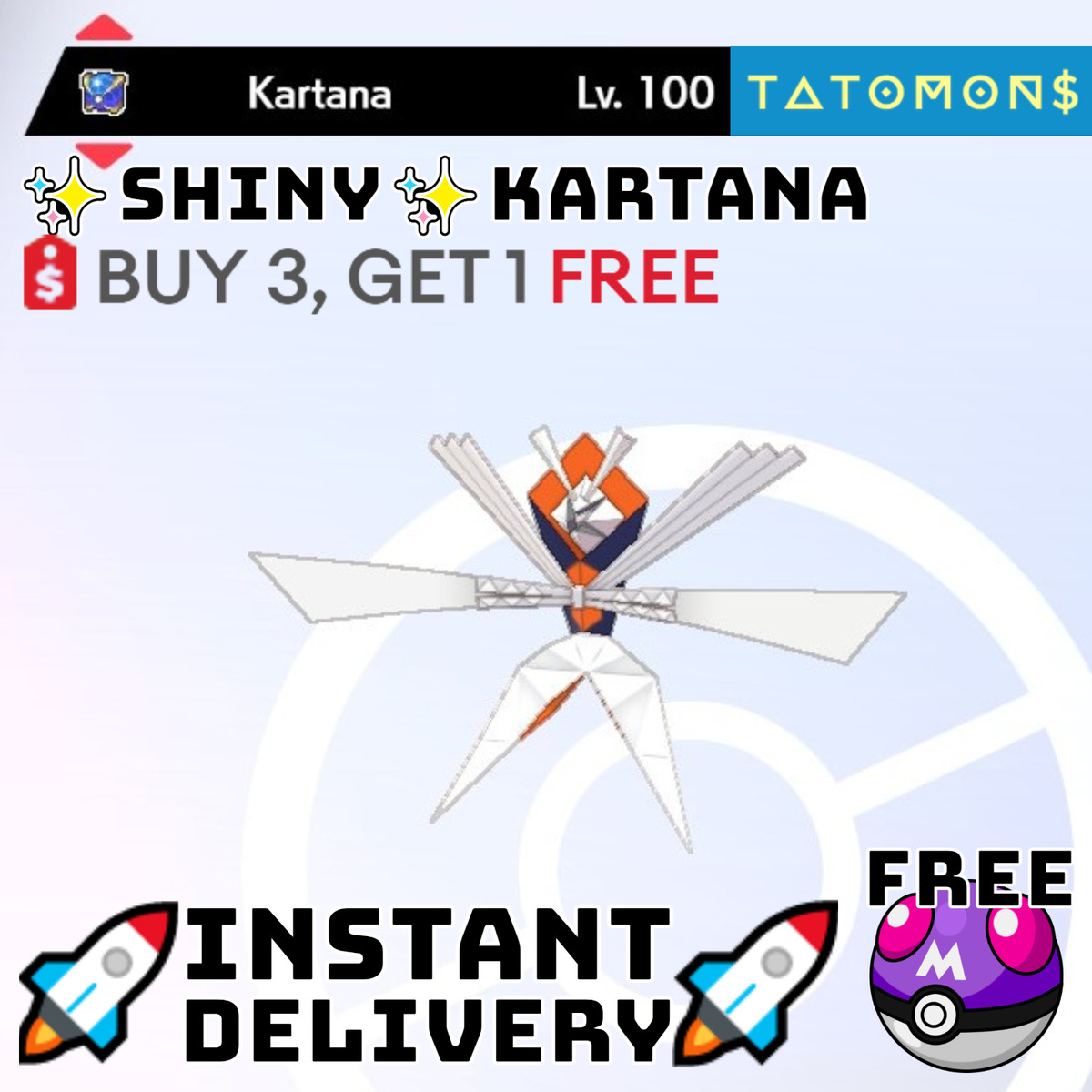 6IV Ultra Shiny Kartana Pokemon Sword and Shield (Square Shiny)