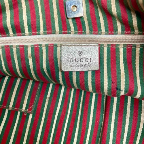Vintage Gucci Brown Mono Large Shoulder Bag with Metallic Trim and Strap - Picture 11 of 12