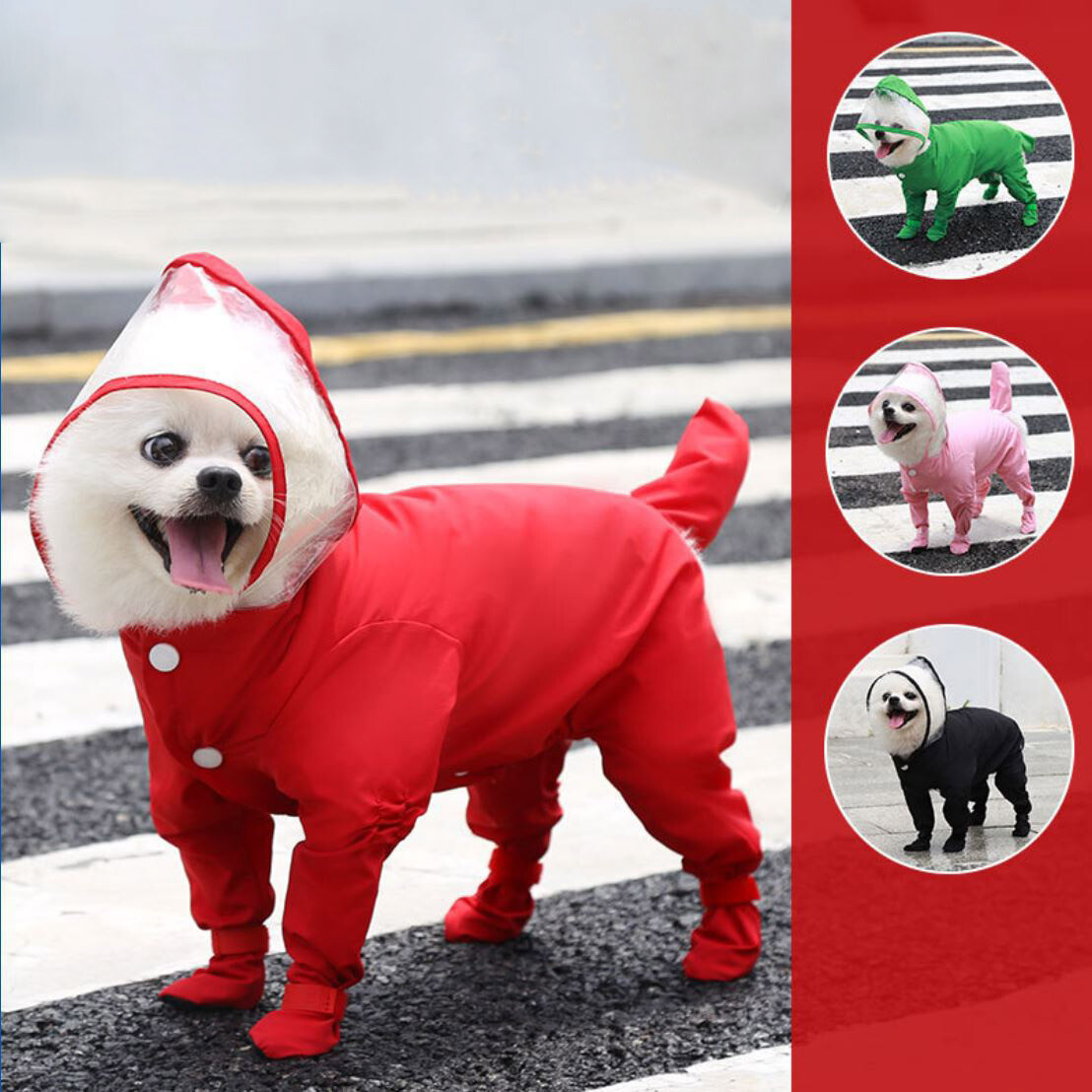 Dog Raincoat Waterproof Outdoor Pet Doggie Rain Coat W Shoes