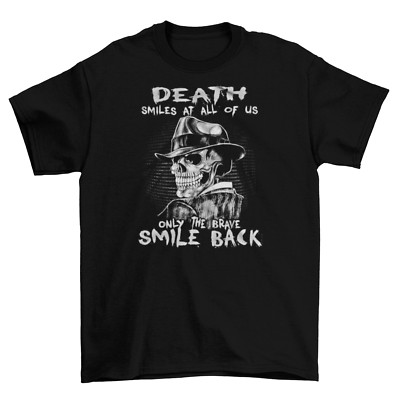 Death Smiles At Us All T-Shirt Mens Unisex Cotton Adult Reaper Skeleton New