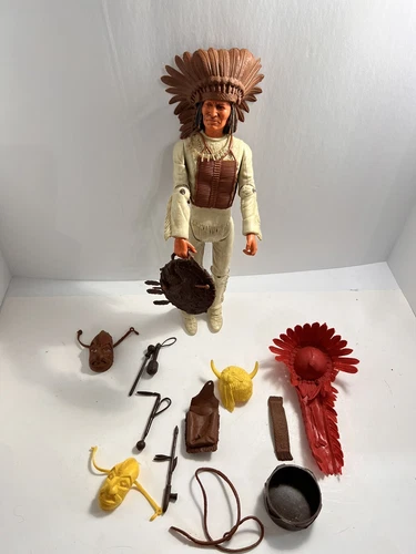 Vntg 1967 Marx Johnny West Indian Chief Geronimo Action Figure 12" Toy 18 Pc Acc