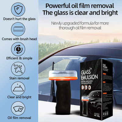 Automotive Oil Film Cleaner Car Windshield Oil Film Remover 180ml w/ Brush Head