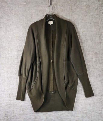 Wilfred Aritzia Open Front Shawl Cardigan Womens L Green Brown Minimalist