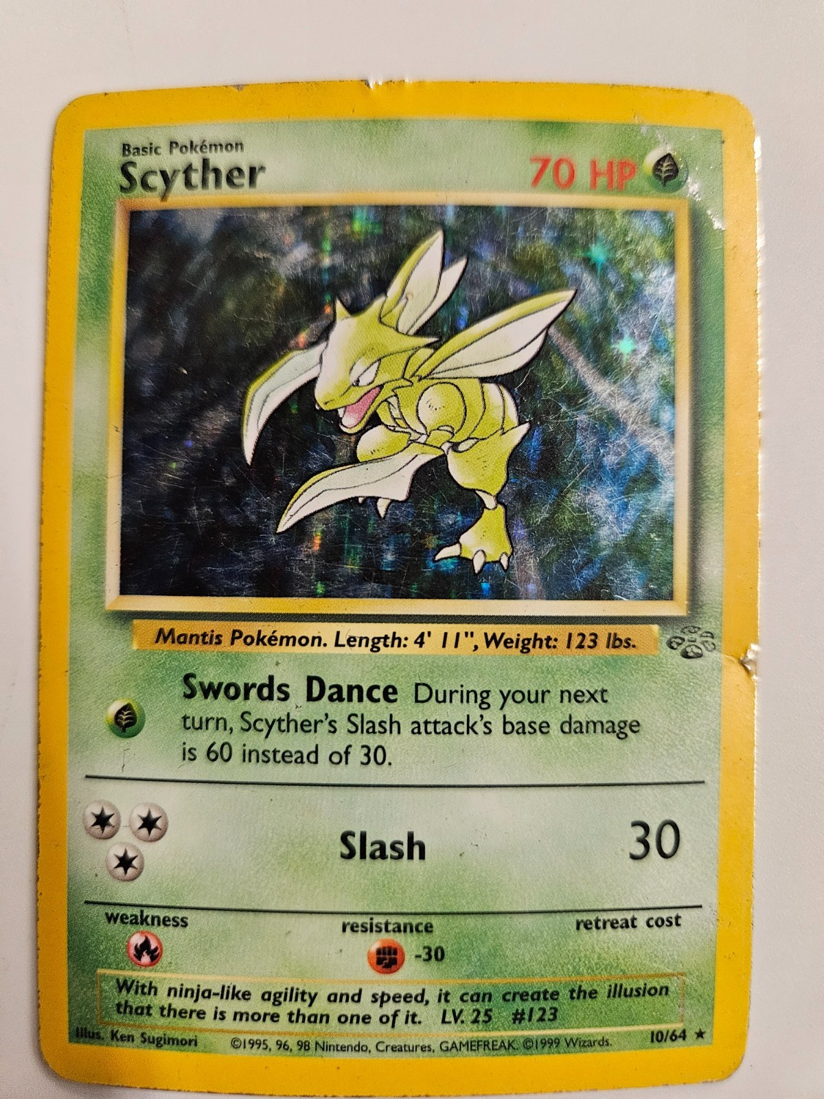 Pokemon TCG Scyther 10/64 Jungle Holo Rare MP