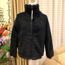 NWT Uniqlo Fluffy Fleece Zip-Up Jacket in Navy Blue Women's S, M, L