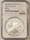 2008-W $1 AMERICAN BURNISHED SILVER EAGLE 1 OZ .999 – NGC MS-70