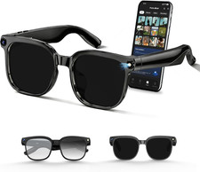 AI Smart Glasses with Camera, 1080P Video Recording & 8MP Photos, Open-Ear Audio