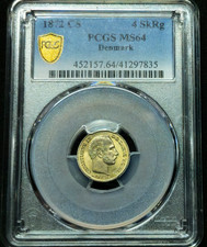 4 Skilling 1872 ♔ CS Rigsmønt Head of King Christian IX Denmark MS64 PCGS !!