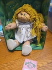 Vintage  Cabbage Patch White Girl Doll W Blonde Hair 1985 W Dress. Tooth. Box