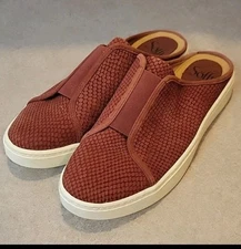 Sofft Beekon Rustic Red Leather Backless Slip-On Sneakers Slides Shoes 6.5