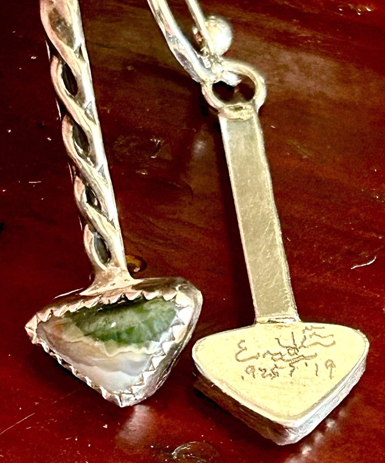 Signed Native American Sterling Dangle Earrings W… - image 7