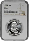 1954 50C Proof Silver Franklin Half Dollar NGC Graded PF 66 with Light Cameo