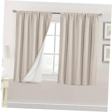 Linen Look 100 Blackout Curtains 45 Inches 52"W x 45"L Pack of 2 Natural